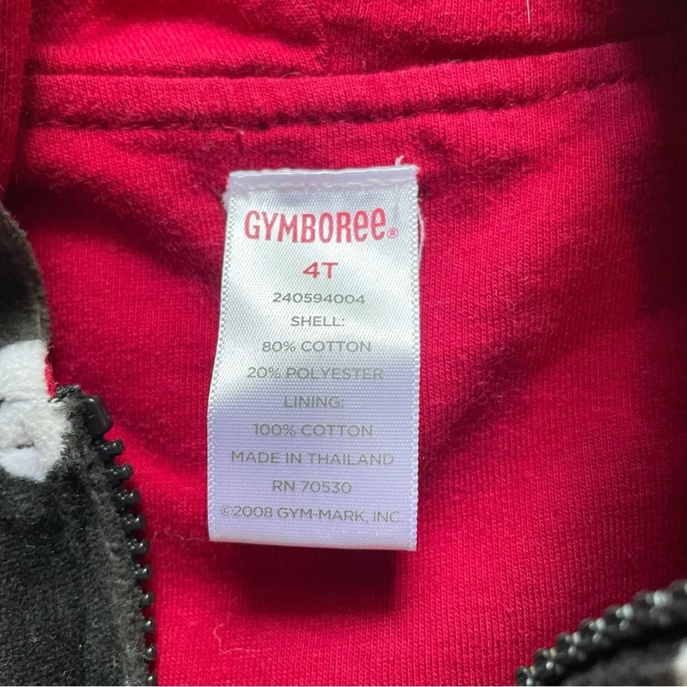 Gymboree Holiday Panda Polka Dot Plush Hoodie Size 4T